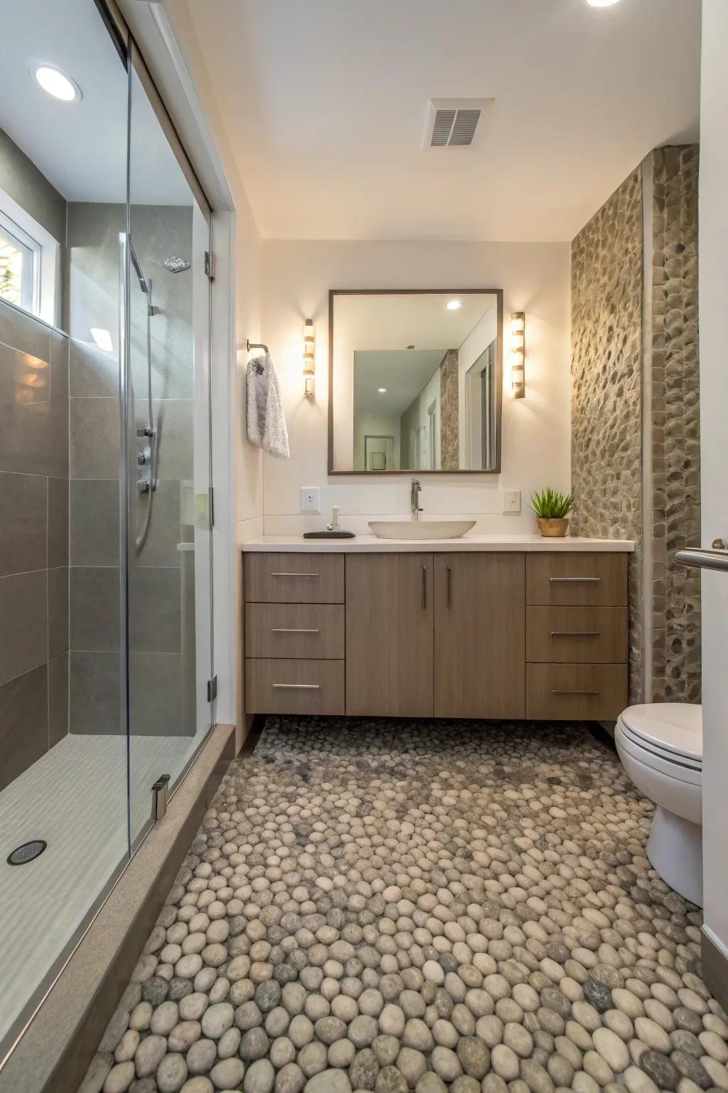 Pebble tiles bring a natural, spa-like feel to your bathroom.