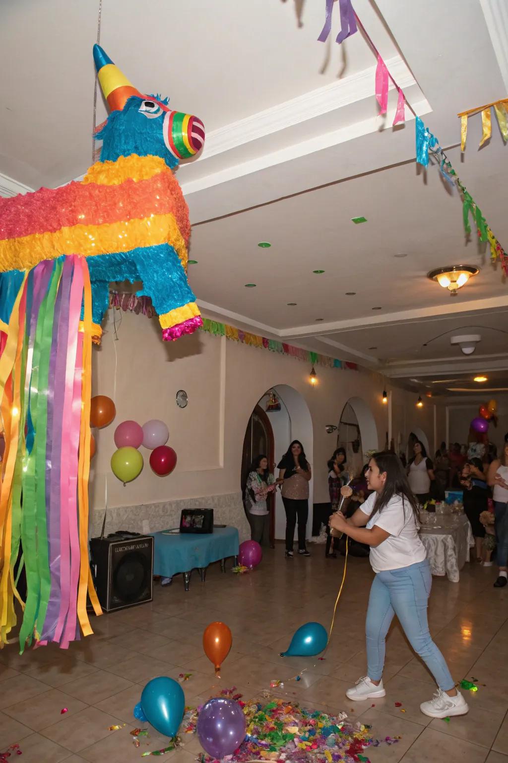 Piñatas add fun and color, perfect for any celebration.