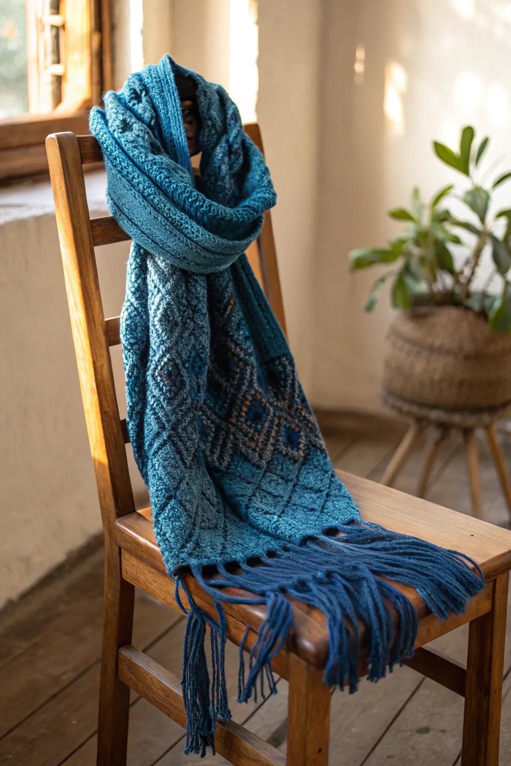 Stay warm with a handmade knitted scarf.