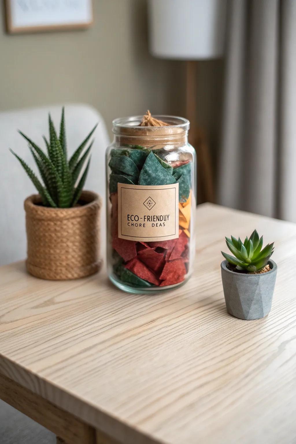 Embrace sustainability with this charming Eco-Friendly Chore Jar, where simplicity meets nature.