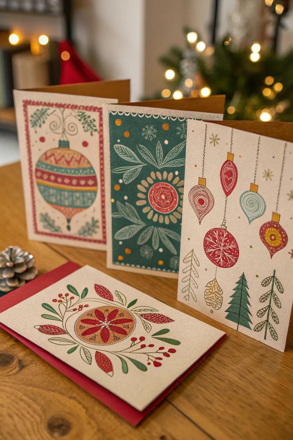 Spread holiday cheer with handmade Christmas cards.