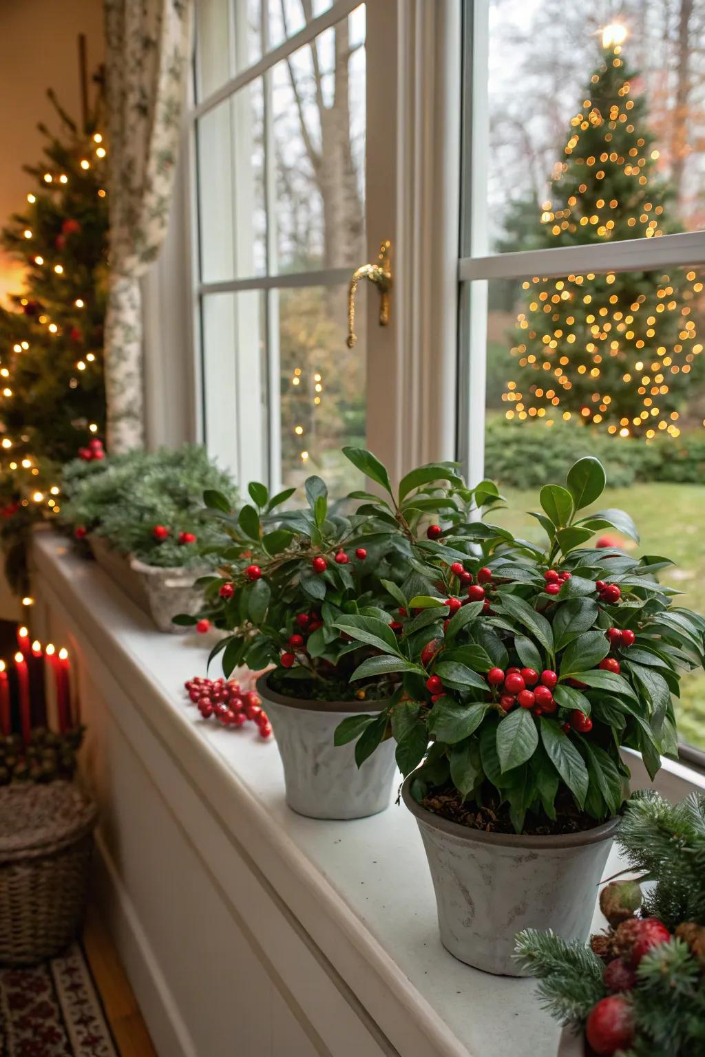 Wintergreen adds a festive touch with its colorful berries.