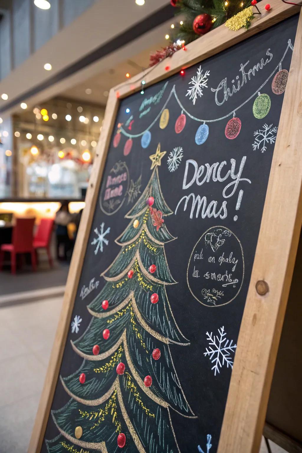 A chalkboard Christmas tree that's both quirky and customizable.