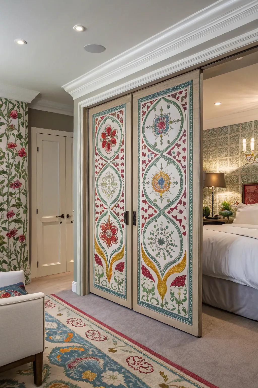 Wallpapered doors bring pattern and personality to your decor.