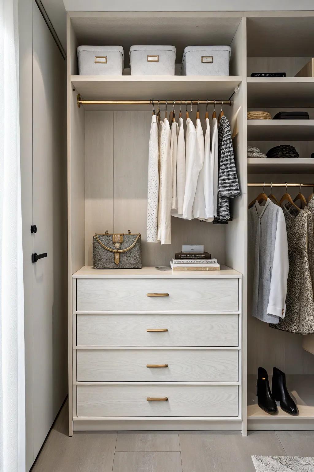 A dresser with hidden drawers, offering sleek and discreet storage.