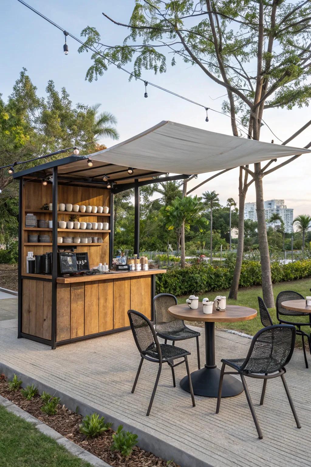 Enjoy your morning brew in an outdoor oasis.