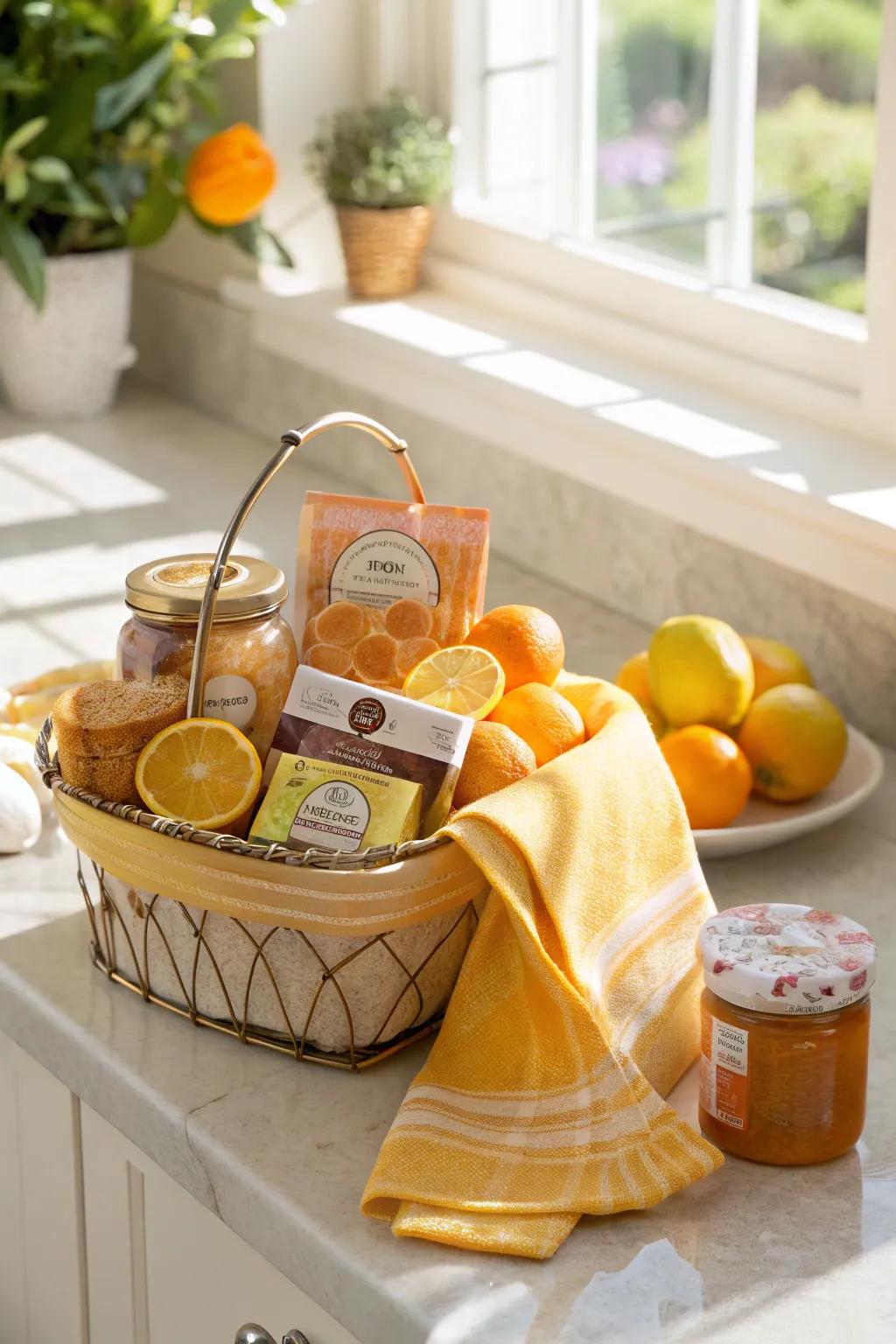 Add zest with a fresh citrus-themed gift basket.