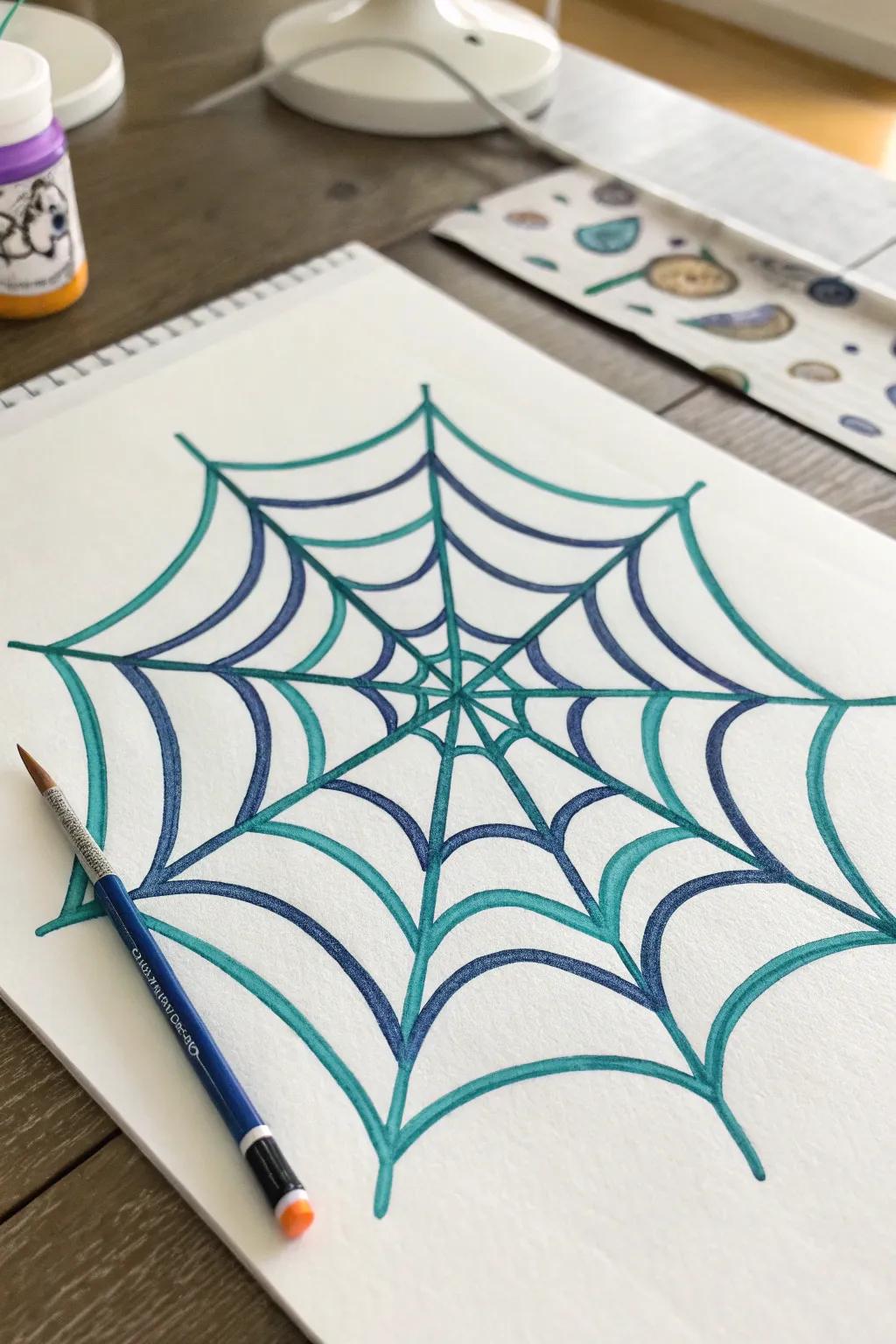 Embrace whimsy with this quirky cartoon-style spider web, where imagination meets minimalistic charm.