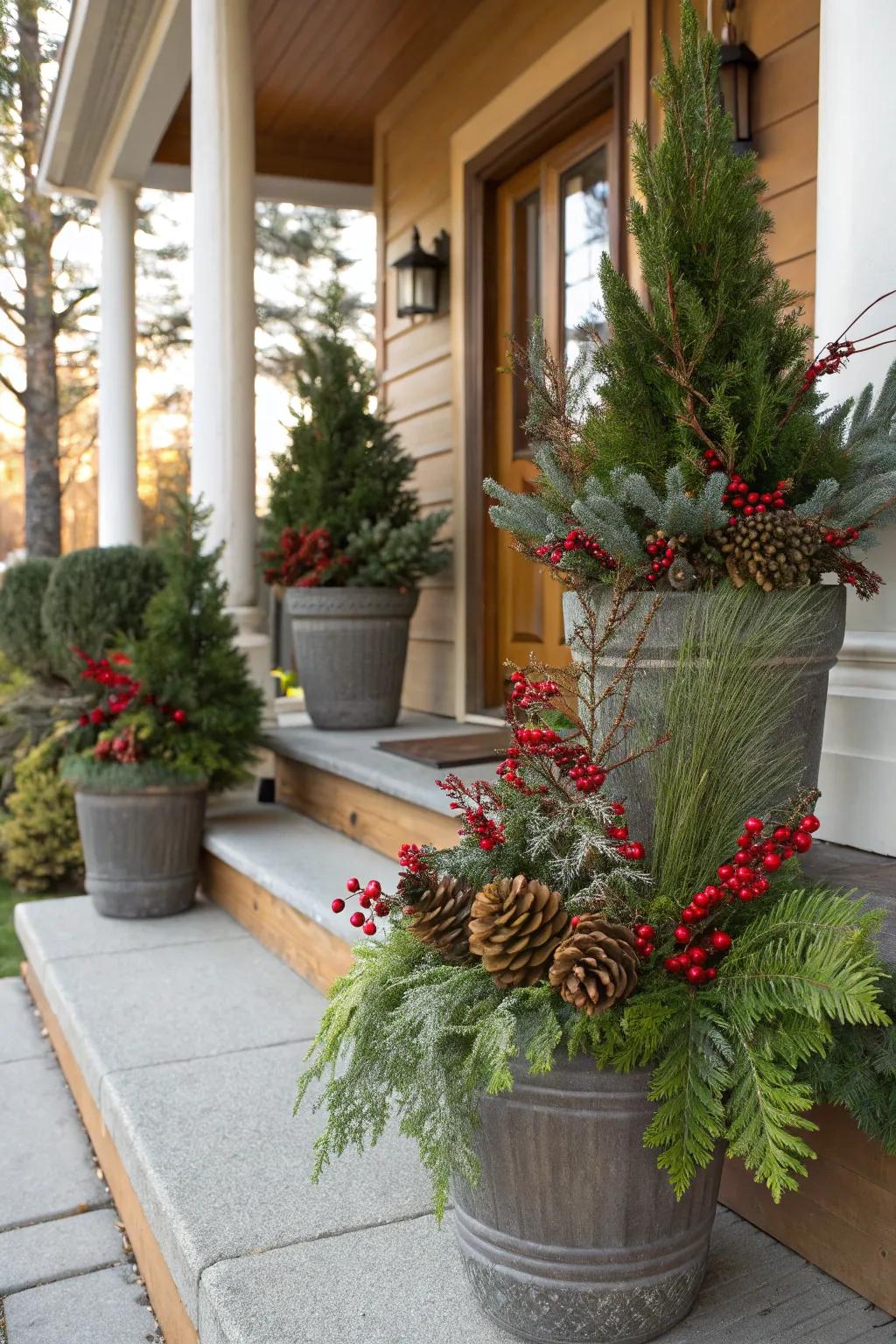 Enhance your porch with seasonal planters.