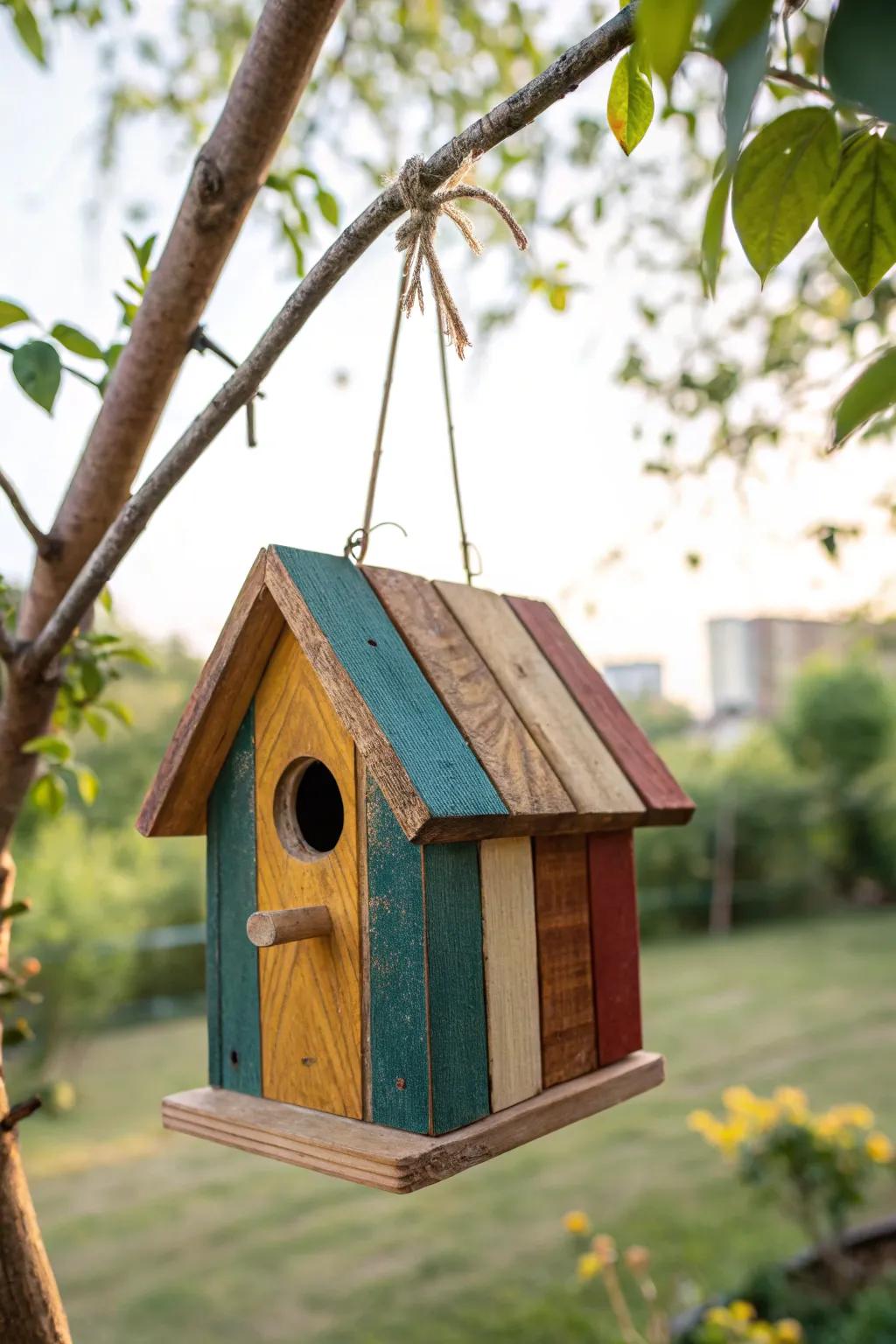 Invite nature into your garden with a charming, handcrafted birdhouse that blends minimalist elegance with bold colors.