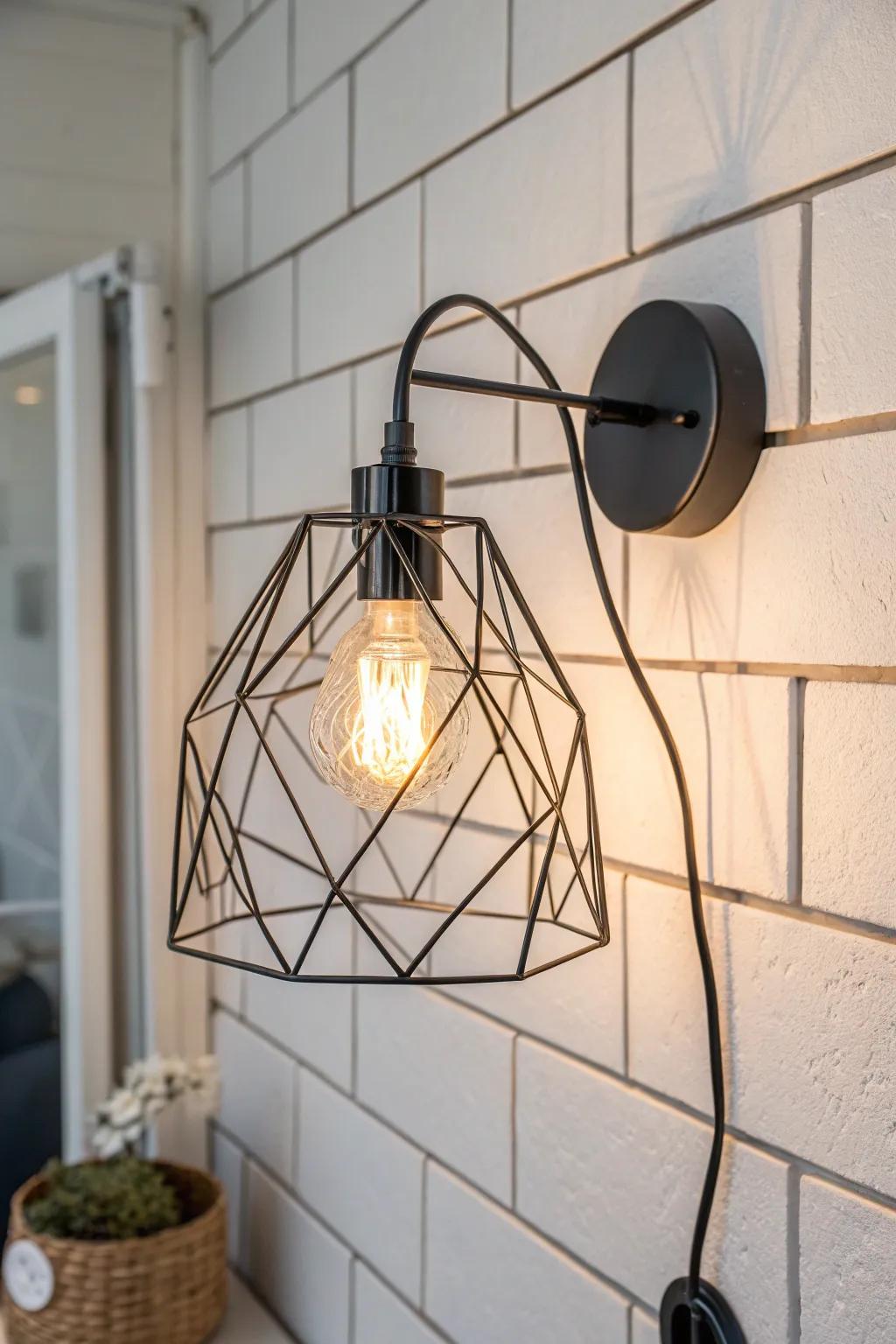 Illuminate your space with a touch of geometric elegance. This DIY wire lamp combines minimalism and bold design for a stunning wall feature.