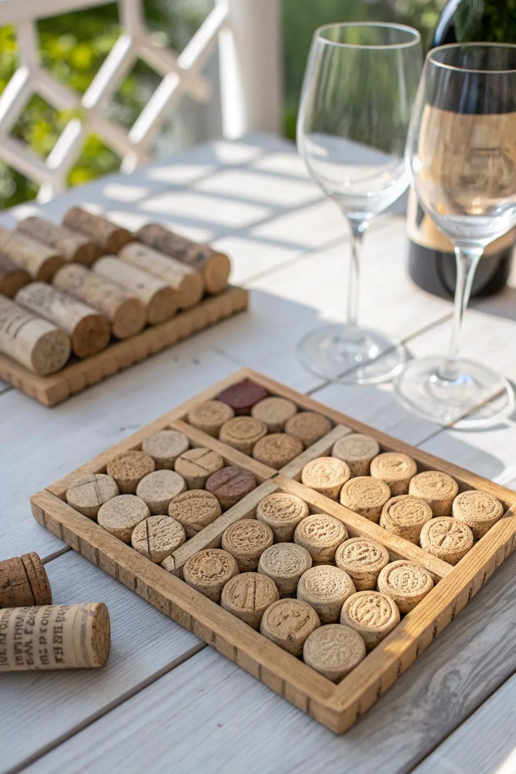 Transform your memories into chic Scandinavian-Boho coasters with wine corks. Craftsmanship meets elegance!
