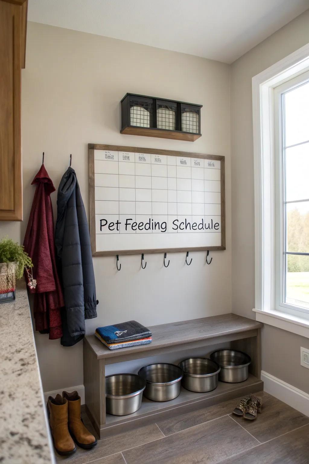 Ensure your pets are fed on time with a feeding schedule.