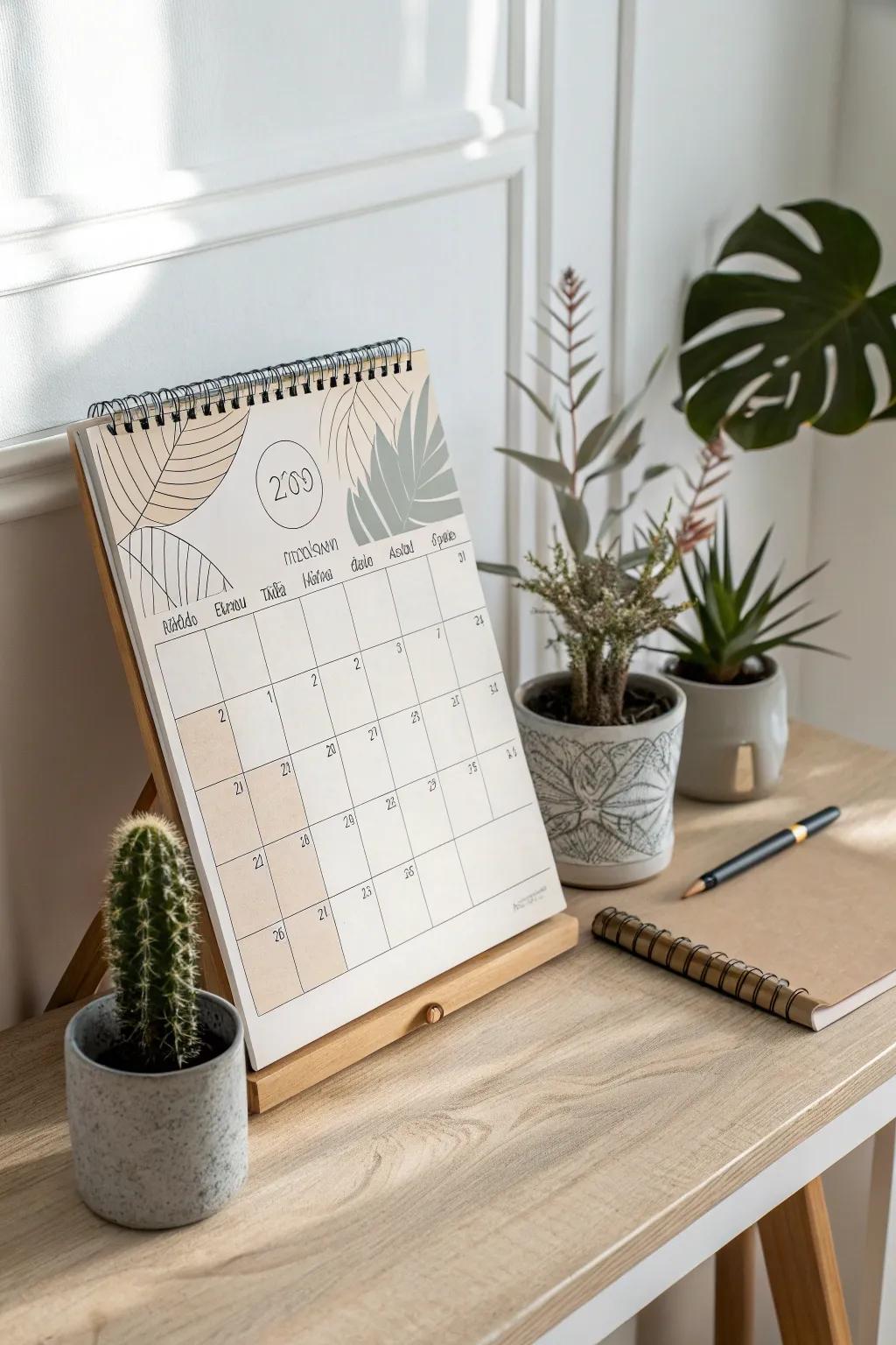 Embrace simplicity with a minimalist calendar design that speaks volumes through subtlety and elegance.