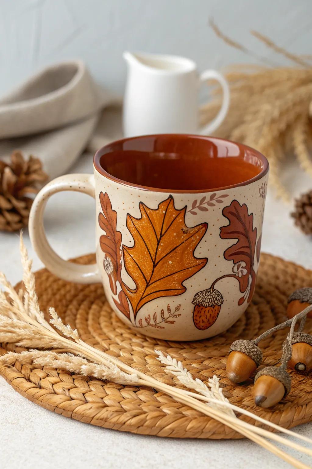 Embrace the warmth of autumn with this handcrafted seasonal cup that adds a touch of elegance to your everyday moments.