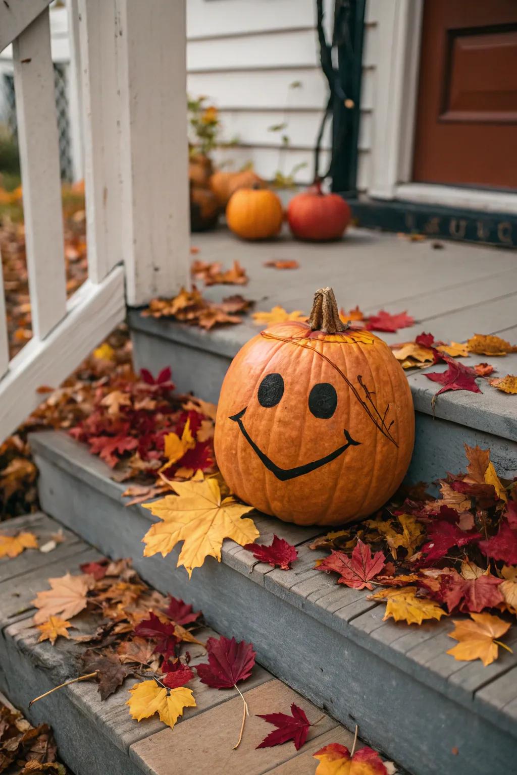 A simple smiley pumpkin is always a classic choice.