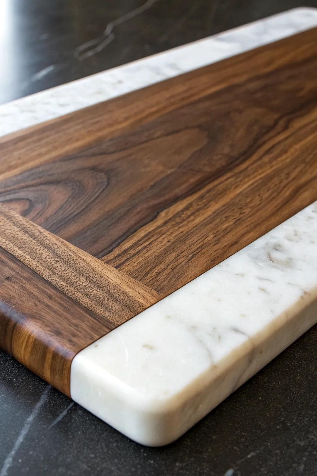 Elevate your culinary space with the refined artistry of marble and wood fusion.