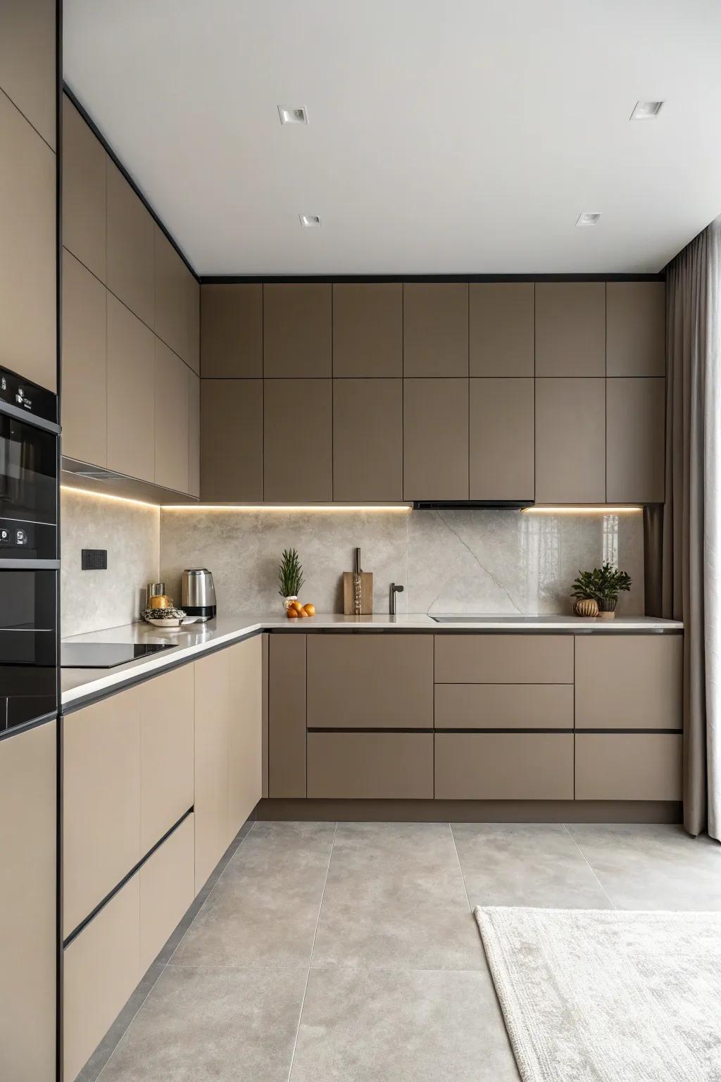 Flat-front cabinets offer a sleek, minimalist look.