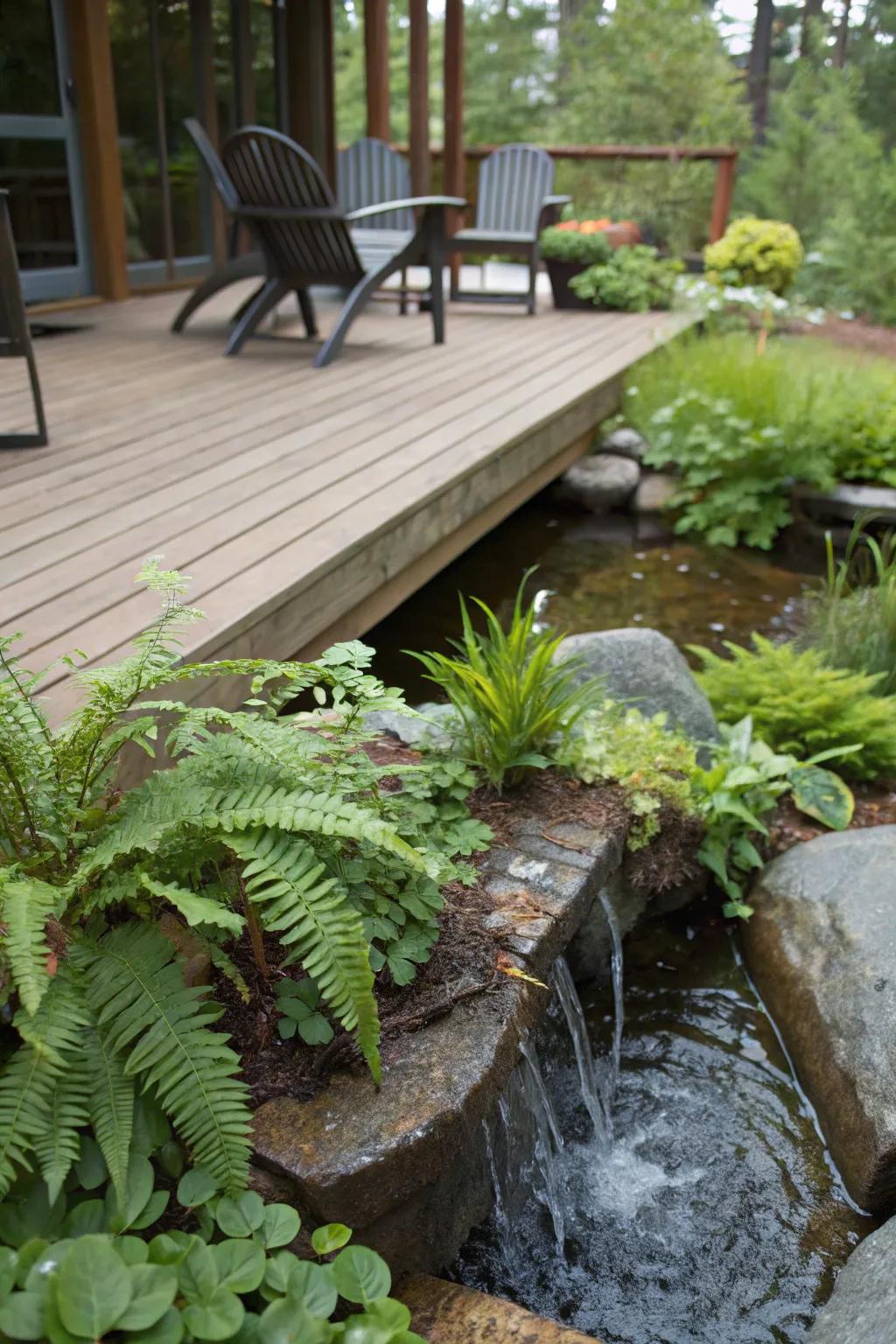 Water features add tranquility to your deck.