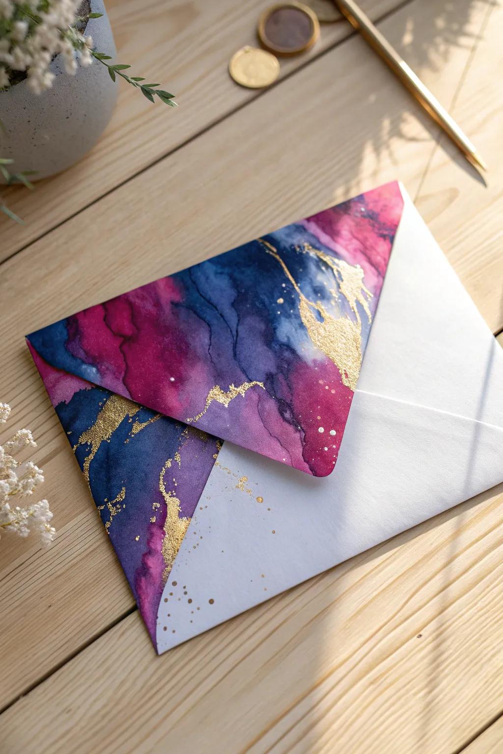 Elevate your correspondence with vibrant spray ink envelopes, where artistry meets simplicity.