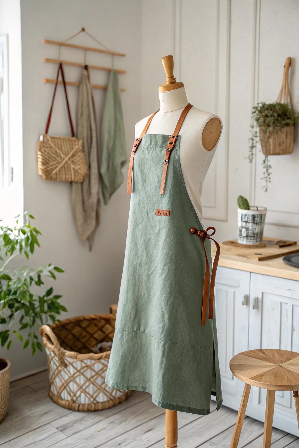 Elevate your DIY skills with this beautifully crafted apron featuring adjustable straps for a perfect fit, blending Scandinavian simplicity with boho charm.