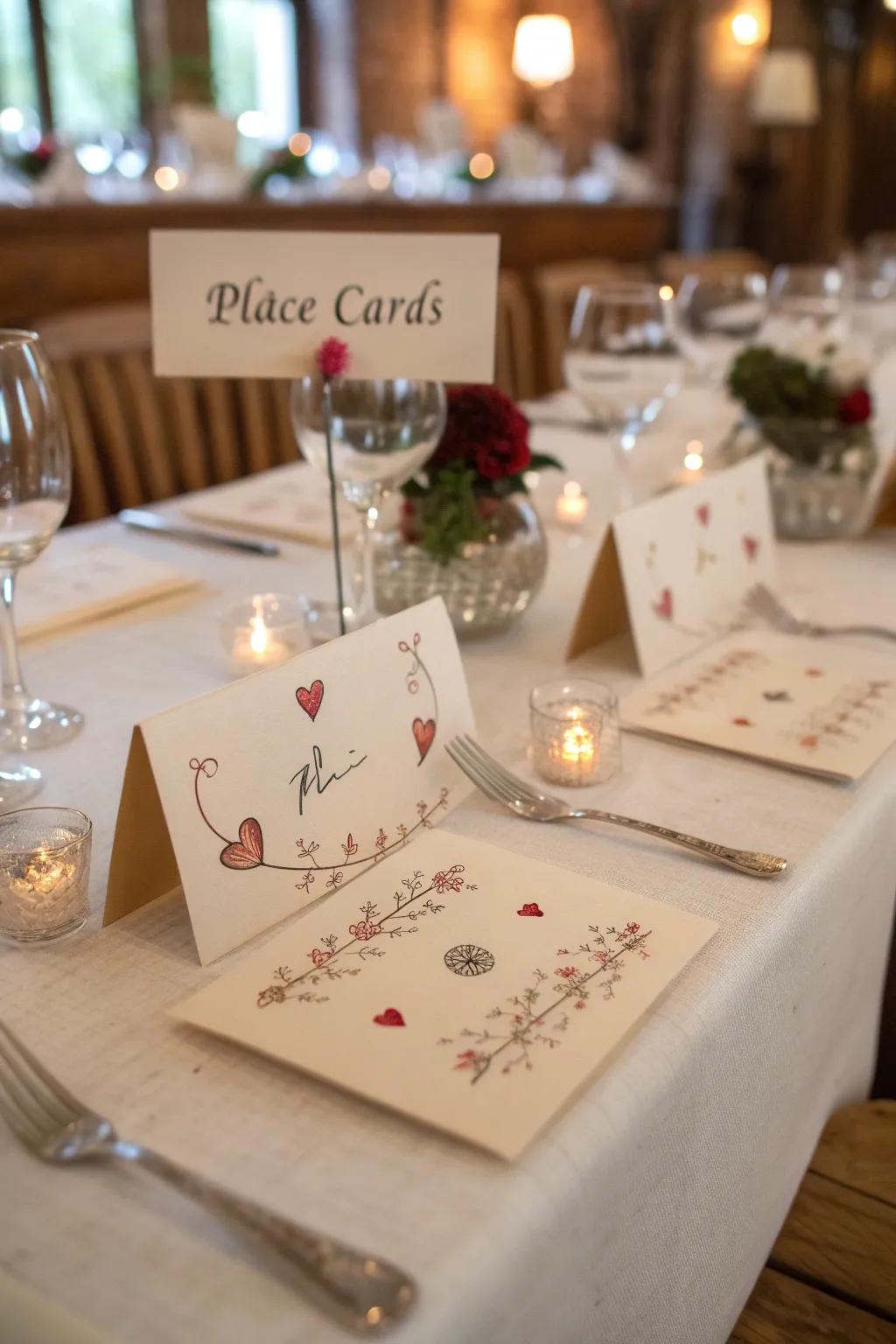 Personalized place cards make guests feel special and welcome.