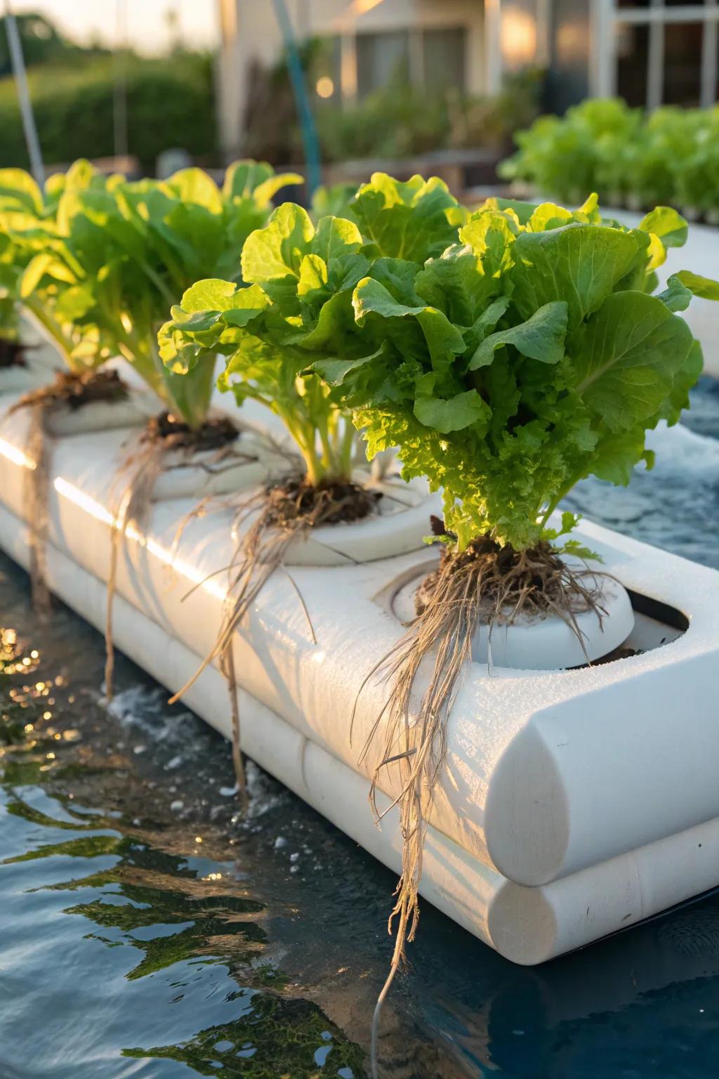 Elevate your gardening game with a stylish floating raft hydroponic system for thriving lettuce!
