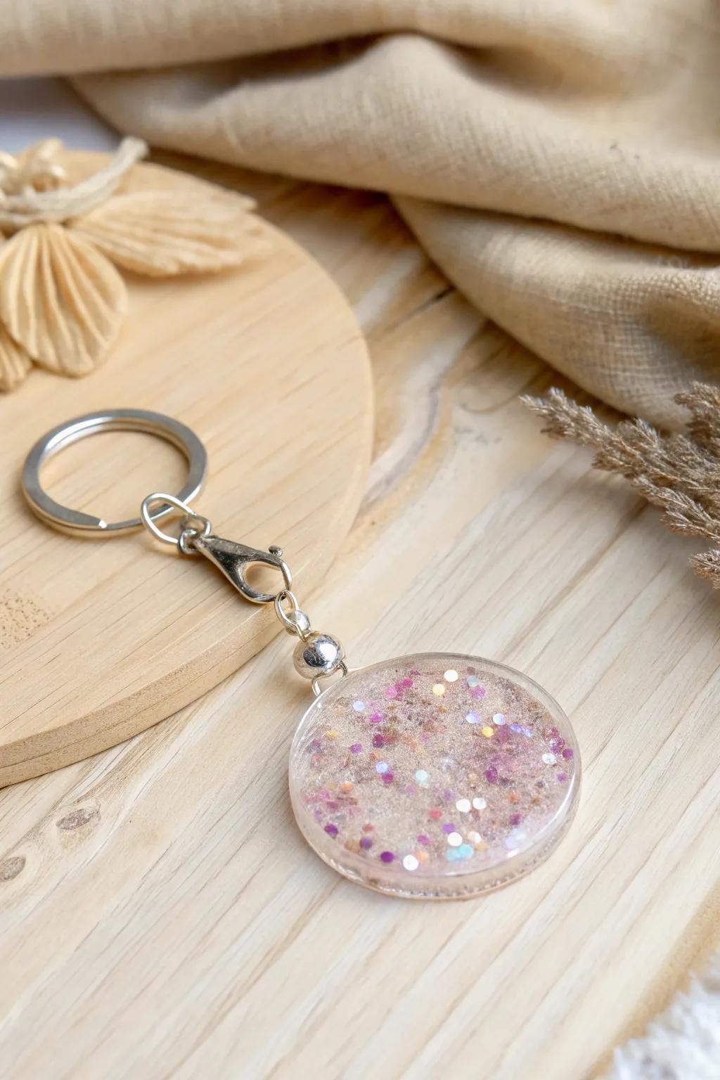 Add a touch of glam to your keys with this dazzling glitter keychain, where minimalist design meets sparkling beauty.