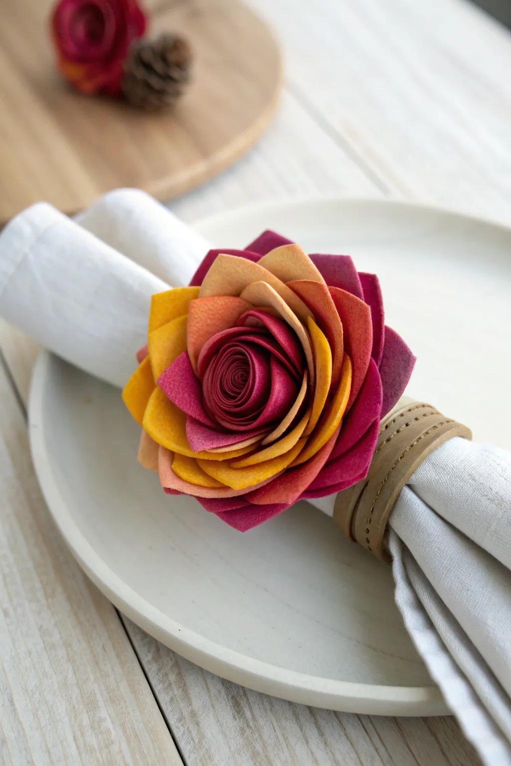Add a playful touch to your table with these stunning paper flower napkin rings, perfect for any occasion!