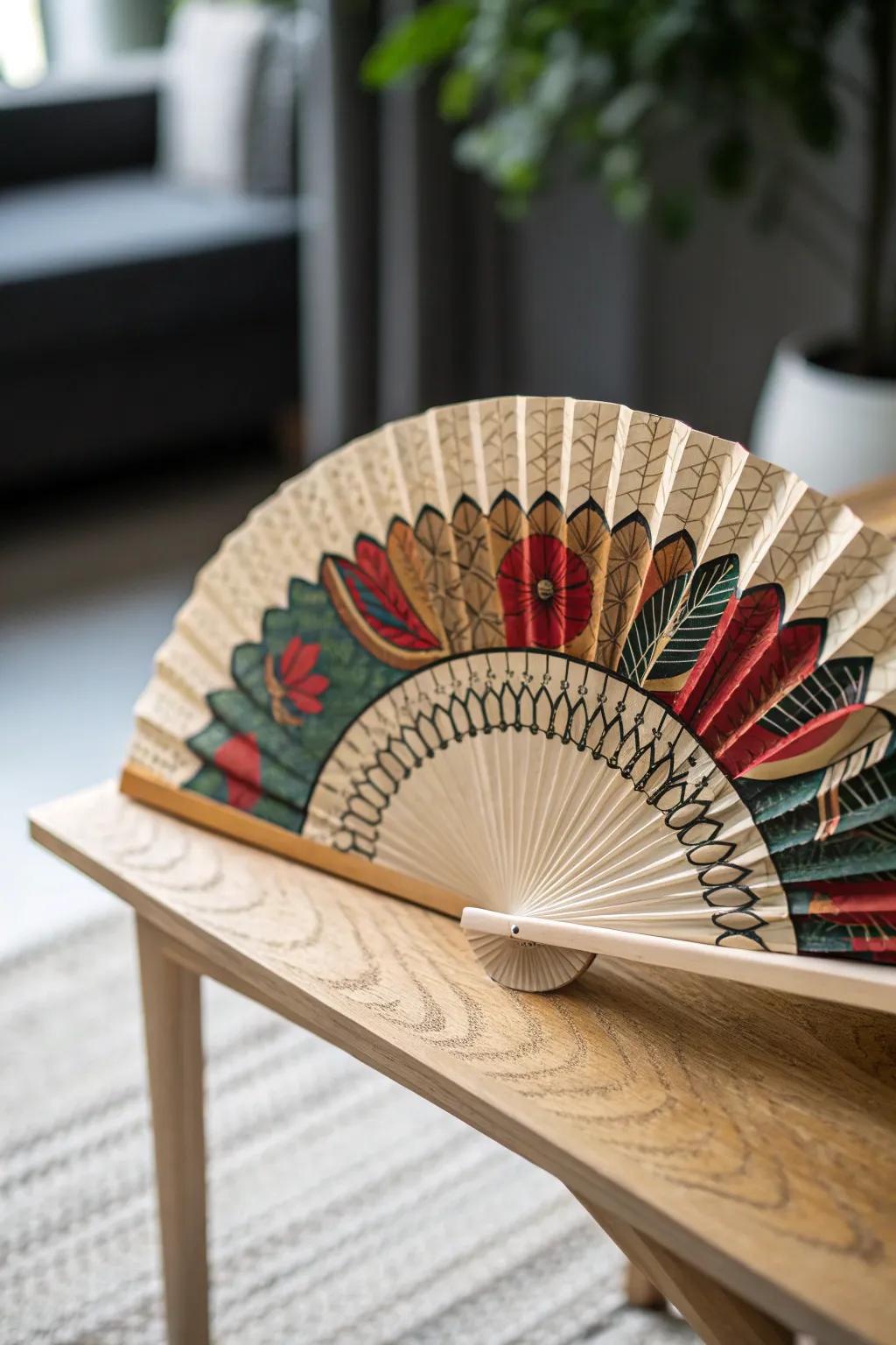 Eco-chic elegance: Embrace sustainability with this stunning DIY recycled paper fan.