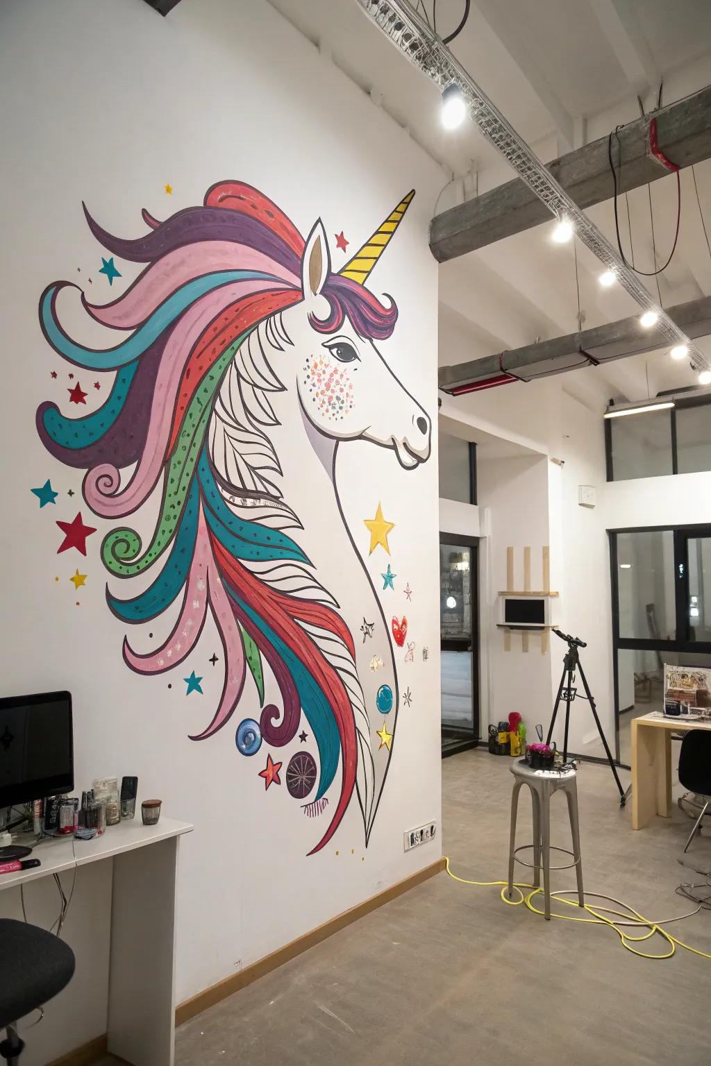 Unleash your creativity with unicorn wall art.