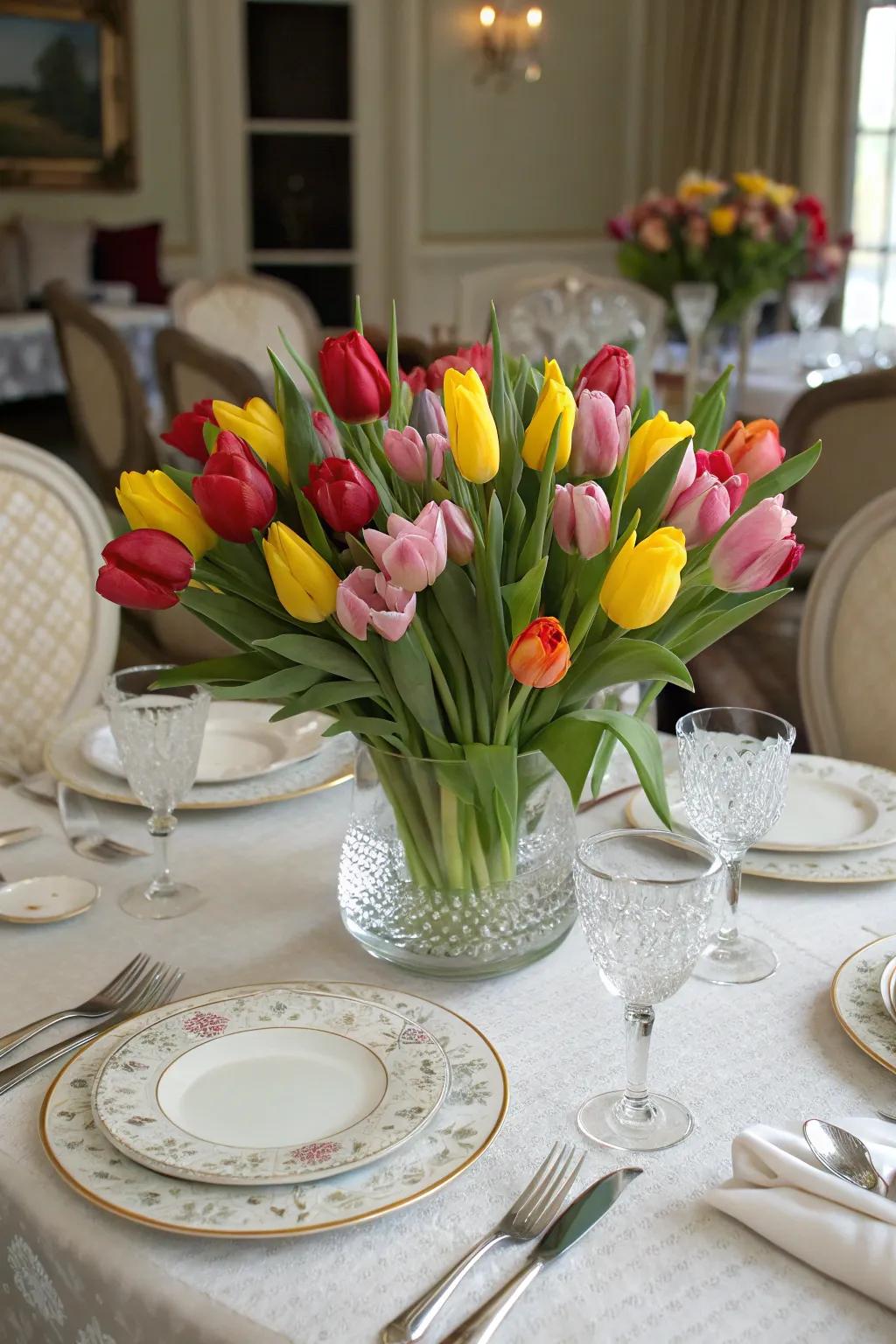 Add elegance with a tulip centerpiece.