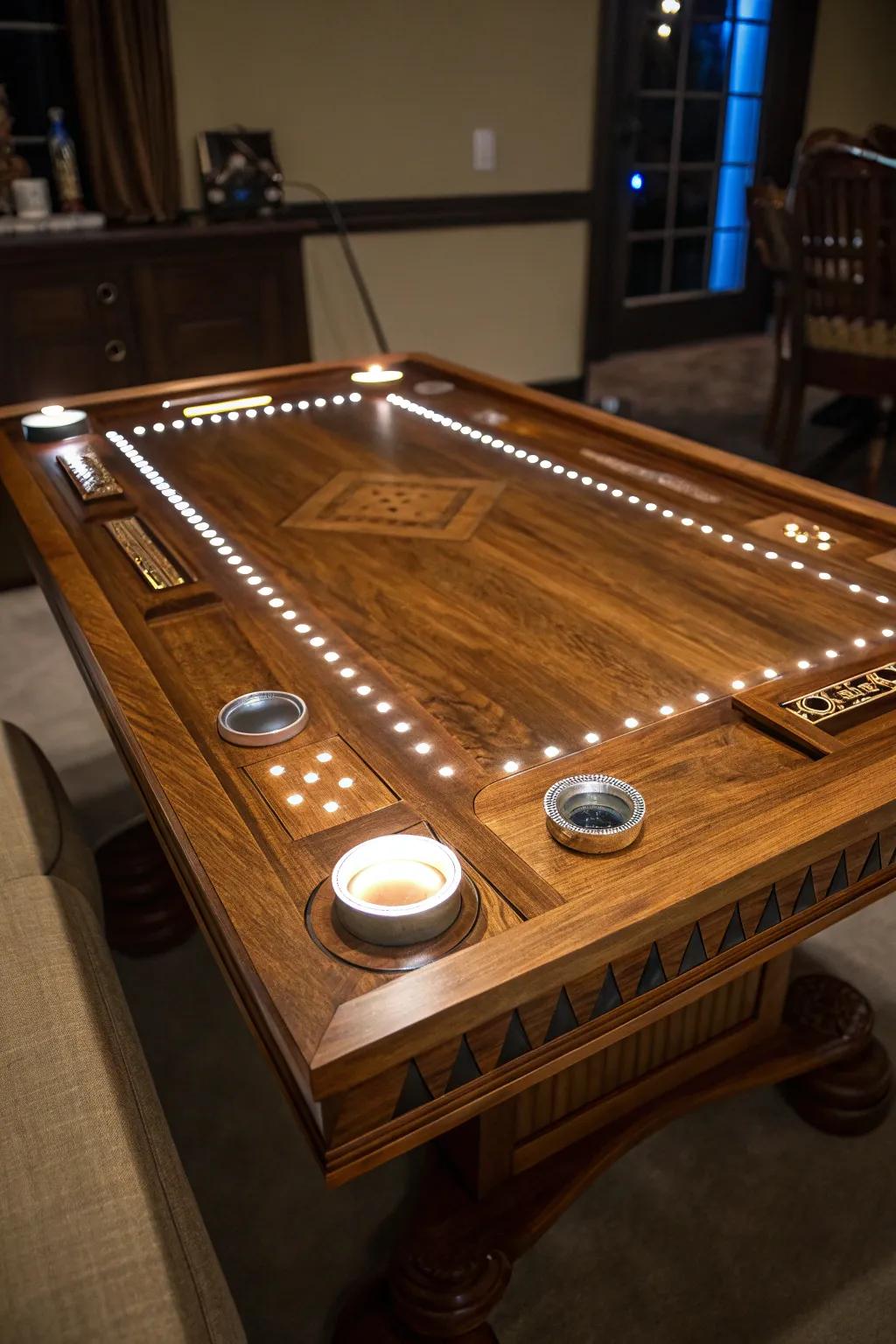 Elevate your game nights with this masterfully crafted interactive gaming table.