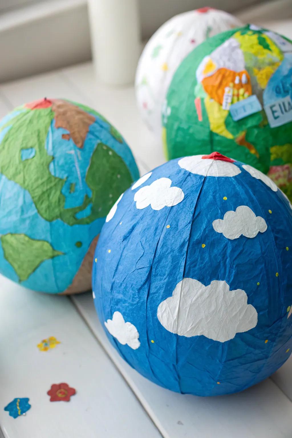 Craft your own Earth with recycled paper mâché.