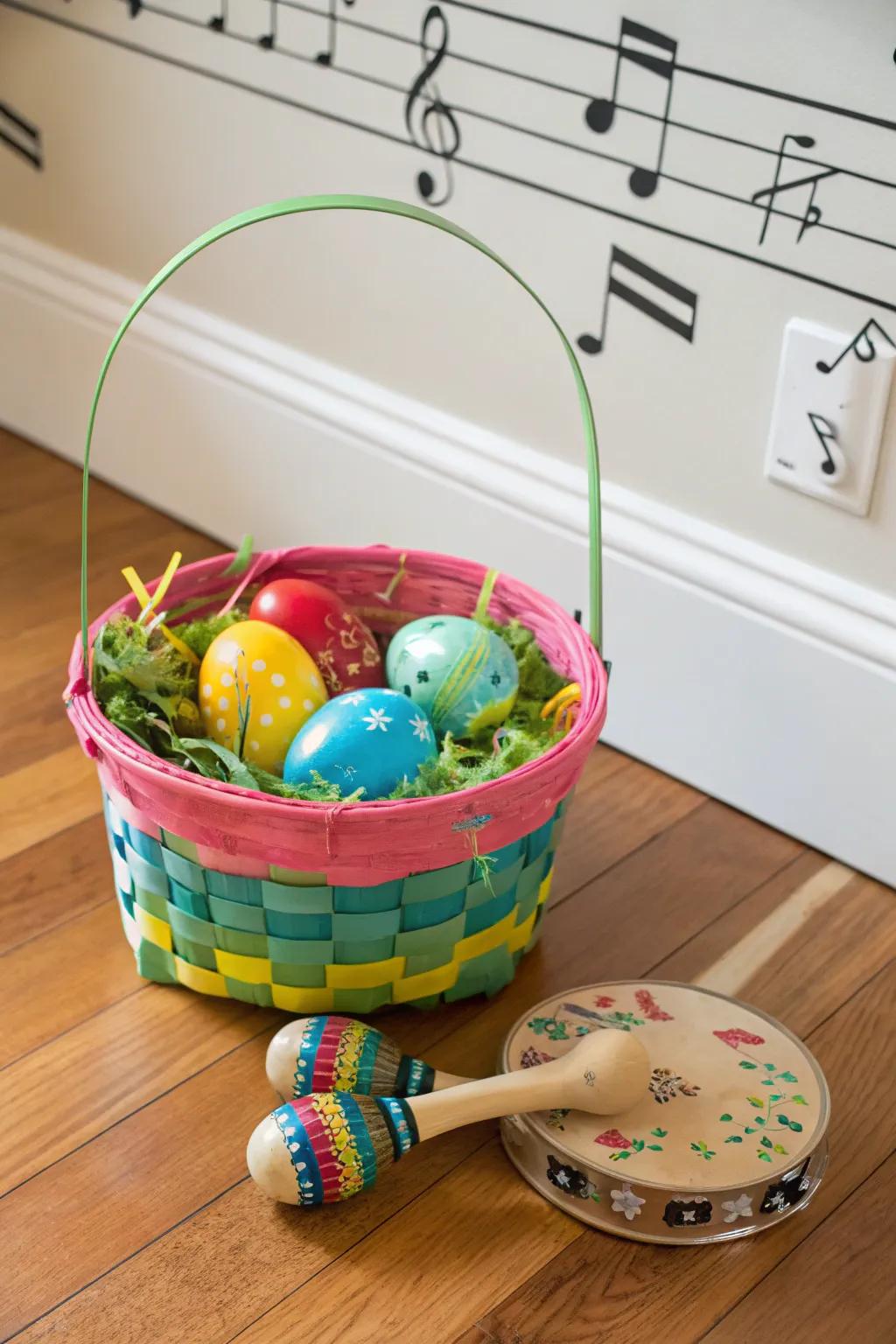 Inspire rhythm and joy with a music-themed Easter basket.