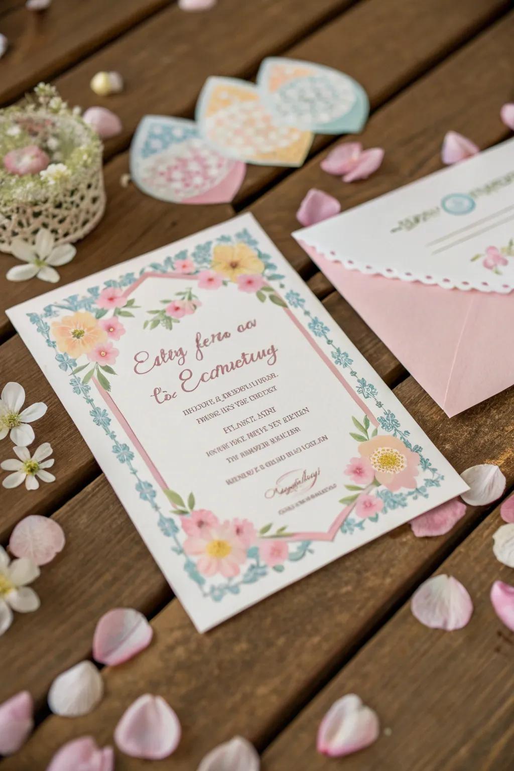 Floral embellishments bring fresh, natural beauty to your invitations.