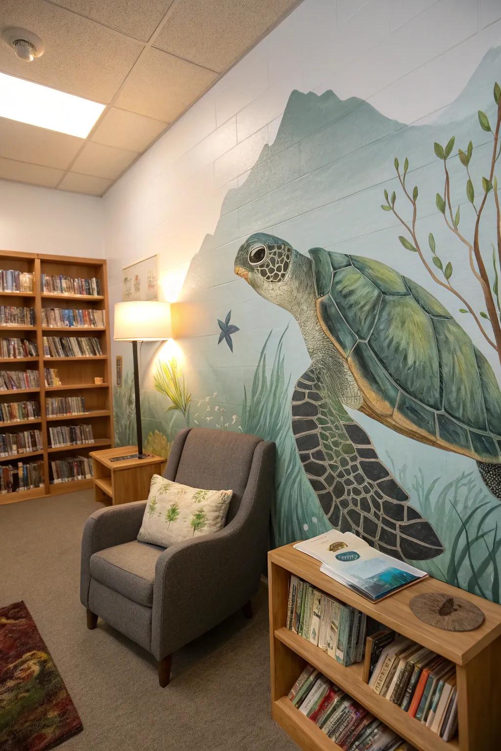 A gentle giant turtle painting that adds calm to any room.