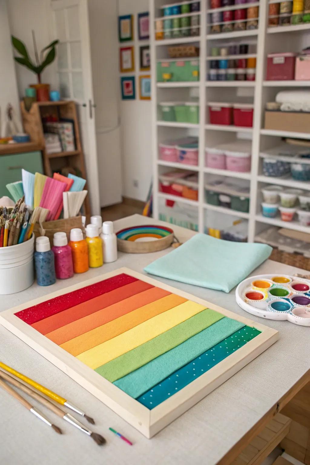 A cutout canvas with hidden layers adds creativity to a craft room.