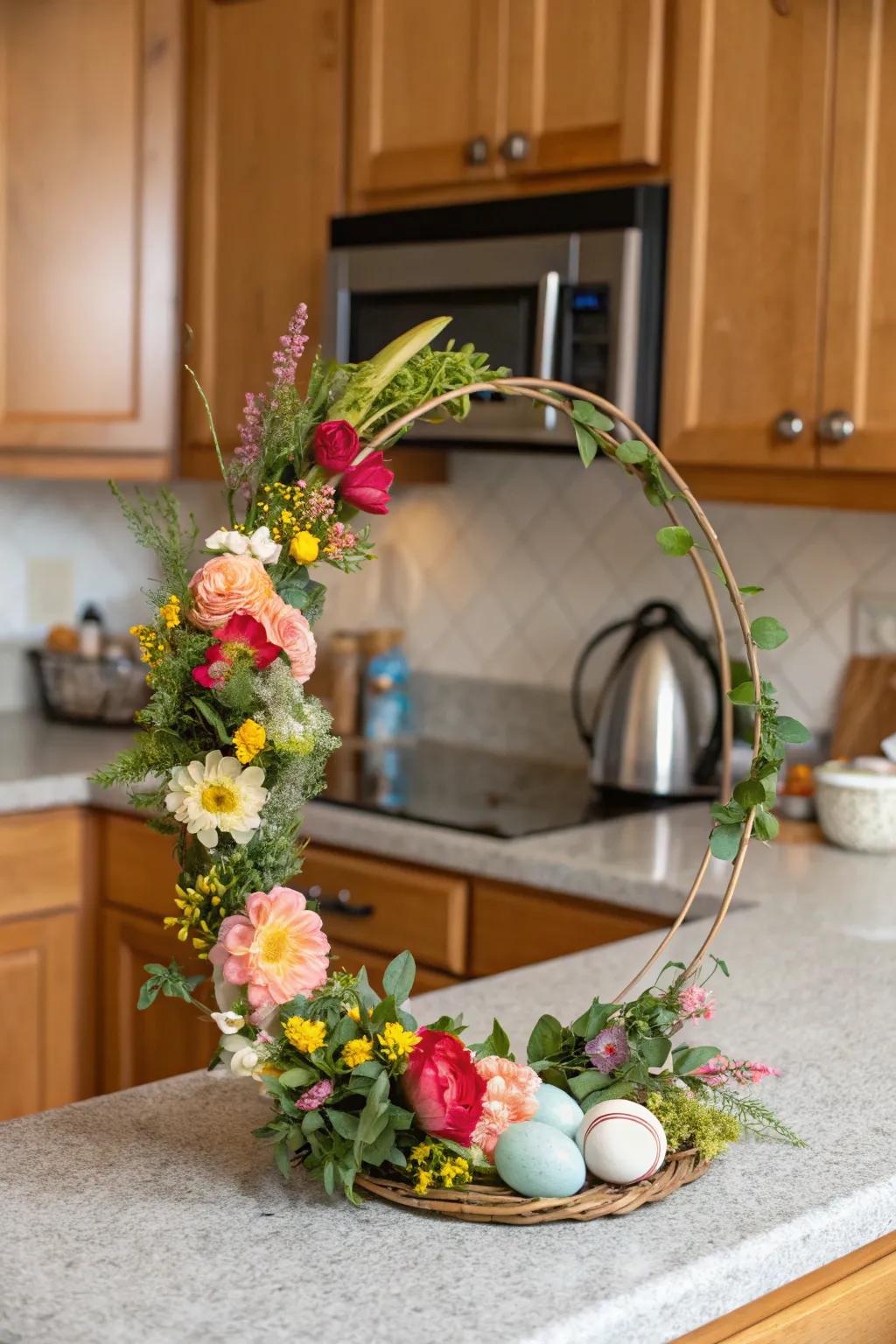 Keep it classic with a floral hoop Easter wreath.