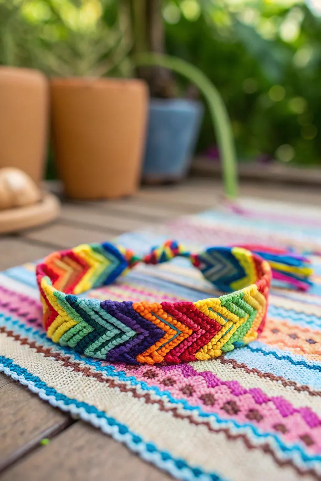 A Rainbow Zig Zag bracelet for a burst of color and fun.