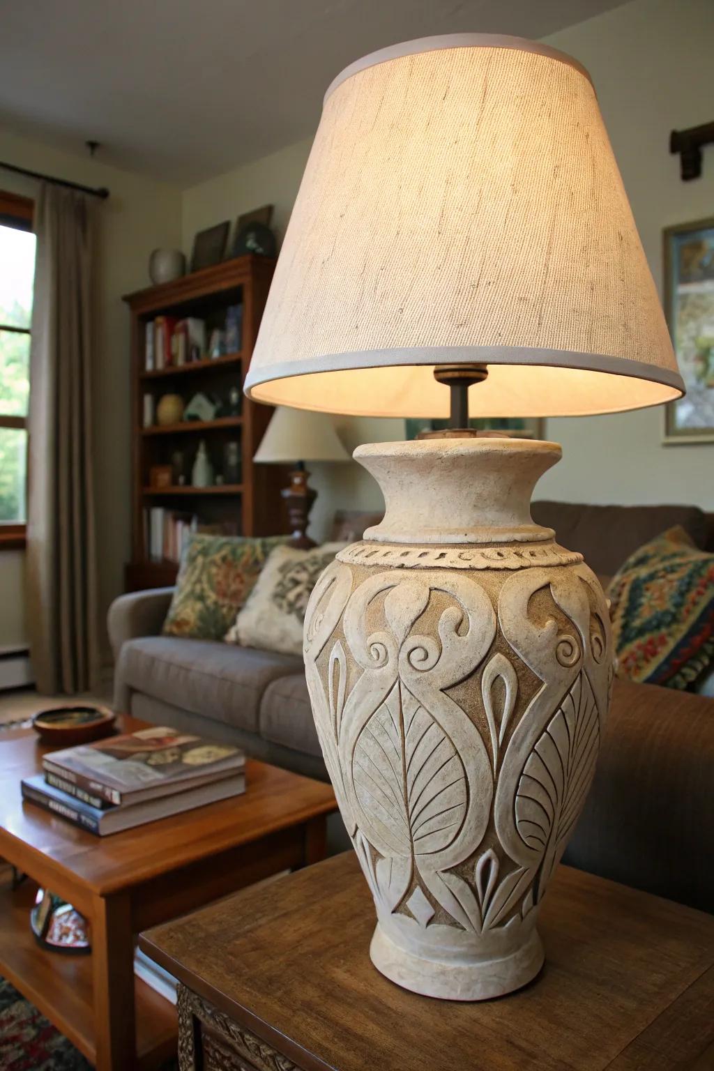 Custom plaster lamp bases illuminate your style.