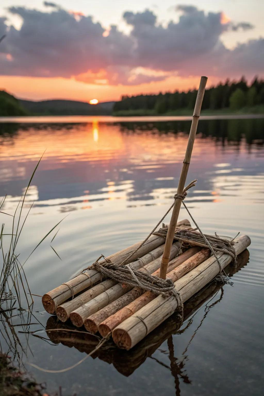 Set sail on a tiny adventure with these charming nature stick rafts! 🌿🚤 #PondCrafts #ScandiBoho