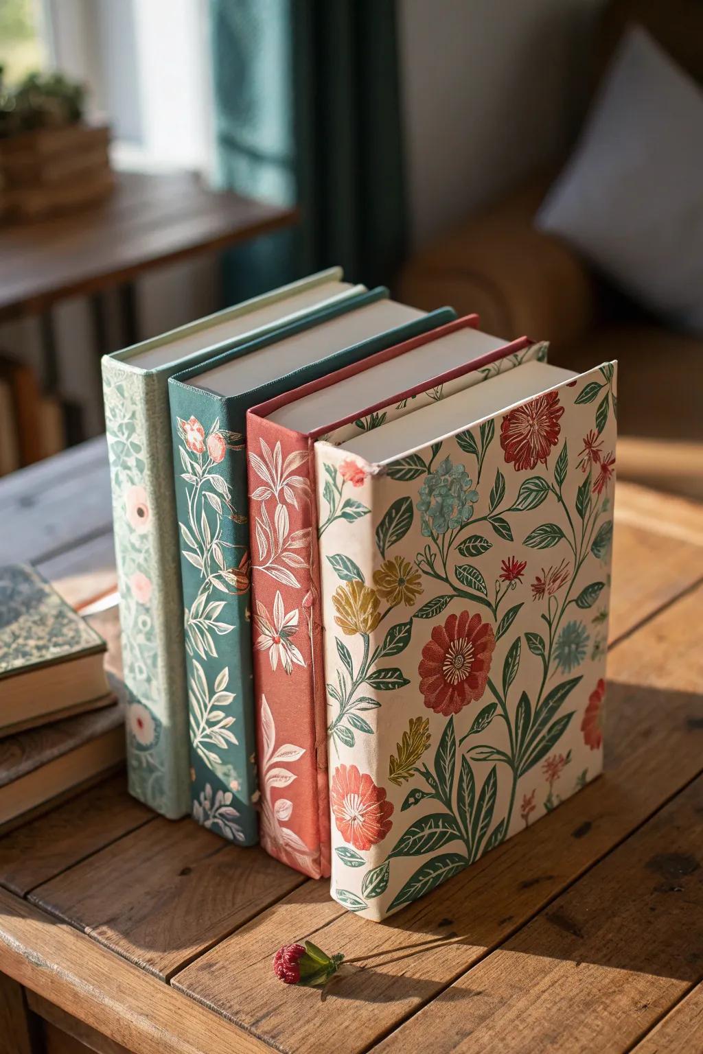 Personalize your bookshelves with stenciled book covers.