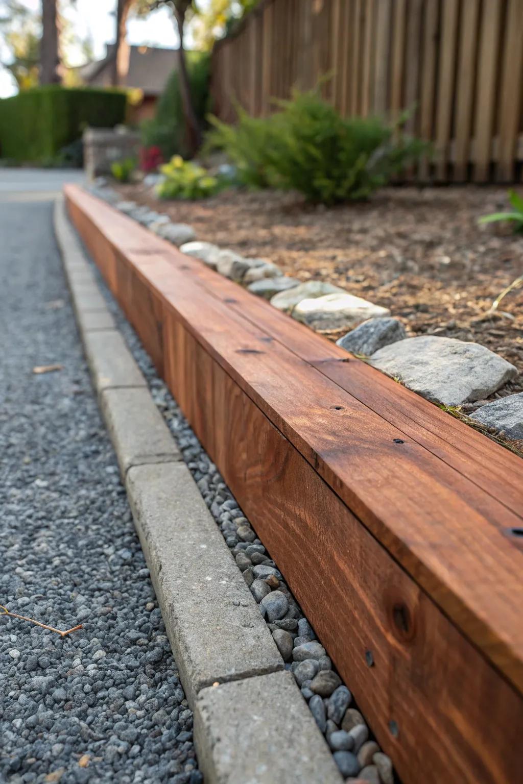 Elevate your driveway with the timeless beauty of cedar edging.