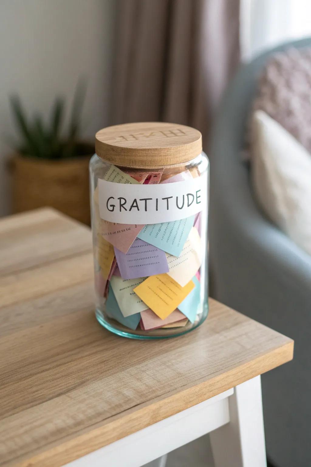 Capture the power of gratitude with this beautifully curated jar of thankful thoughts.