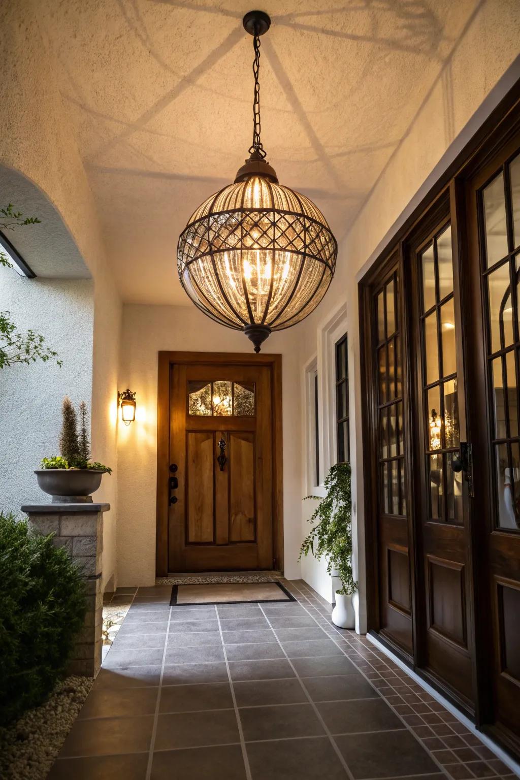 Statement lighting adds drama and elegance to entryways.