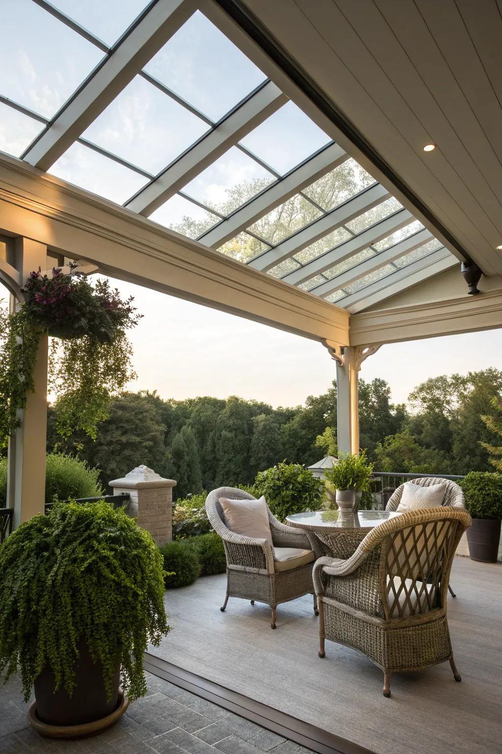 A skylight in your patio roof brings in natural light while offering protection.