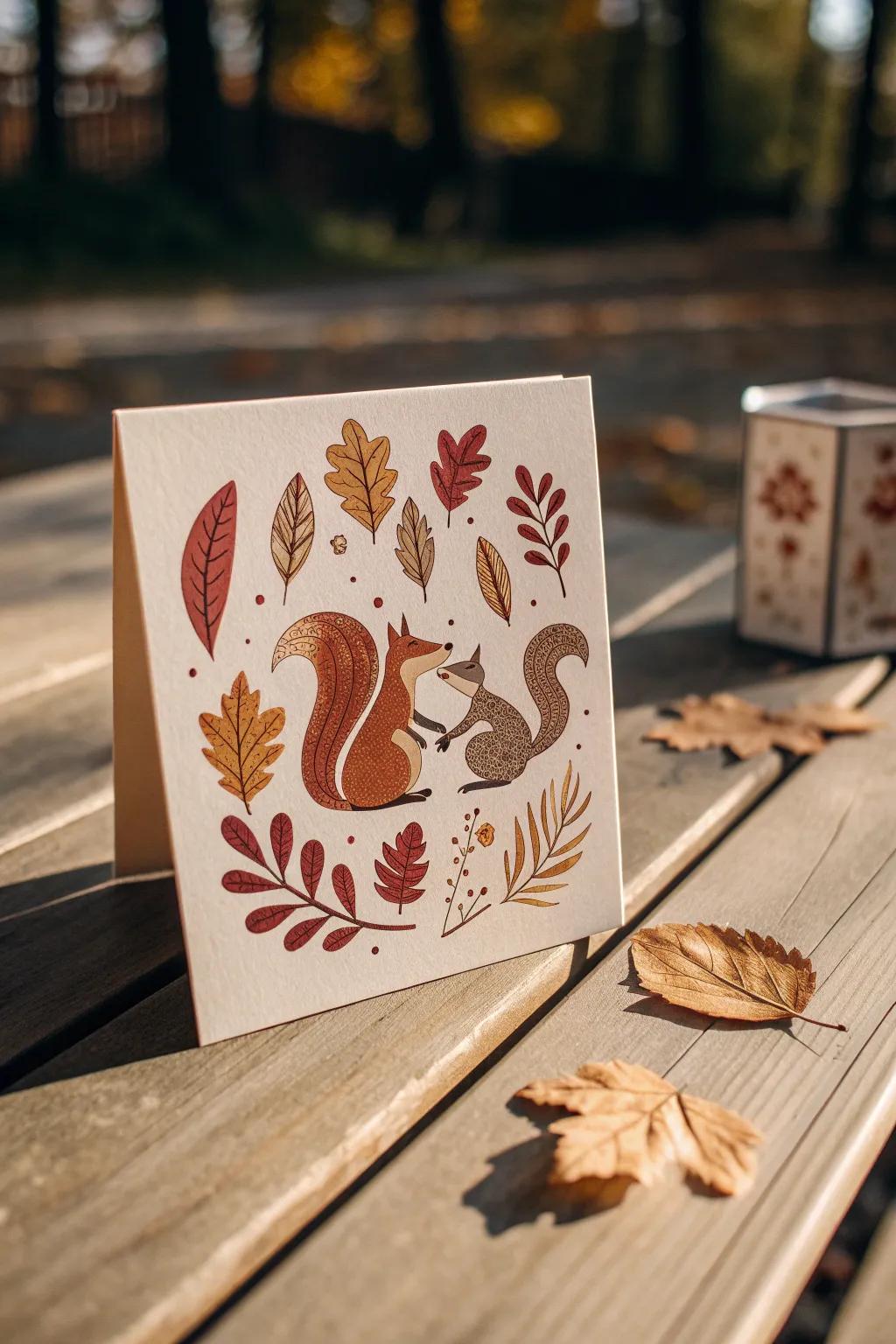 Embrace the whimsy of autumn with charming woodland critters on your fall cards.