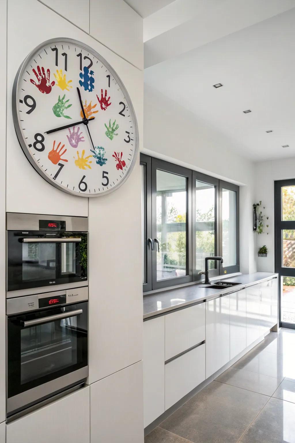 Keep time with a family handprint clock.