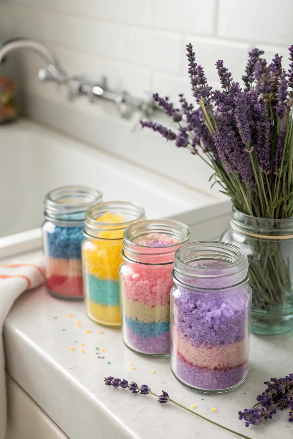 DIY bath salts for a soothing and personalized favor.